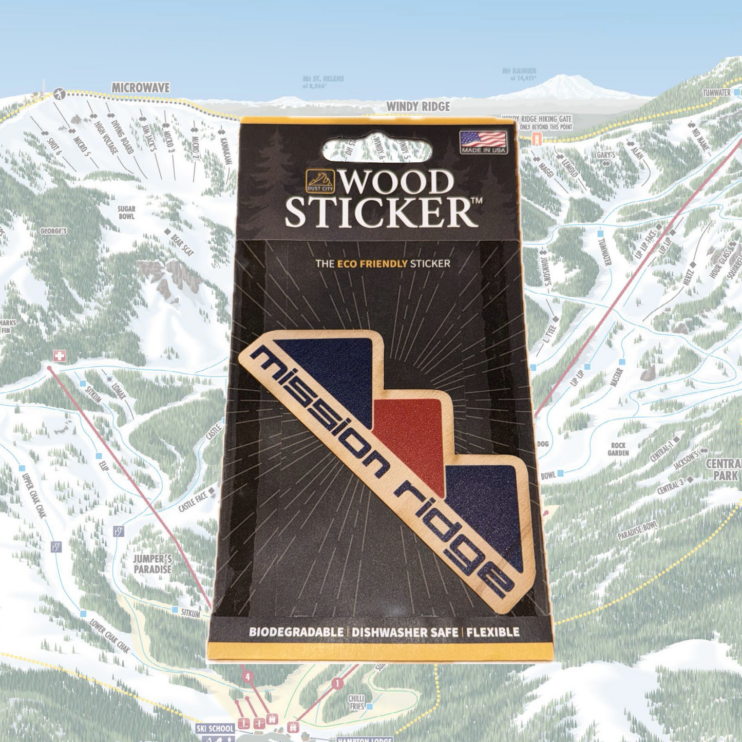 Tri Mountain Wood Sticker