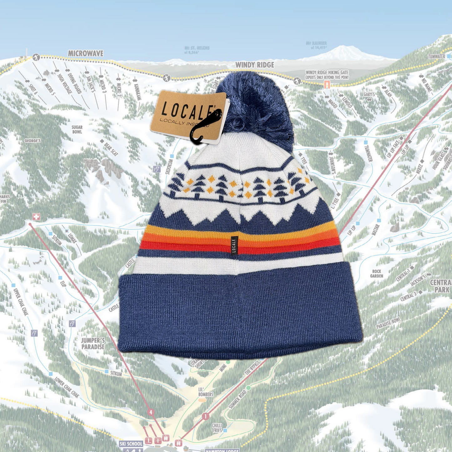 Trees & Peaks Pom Beanie