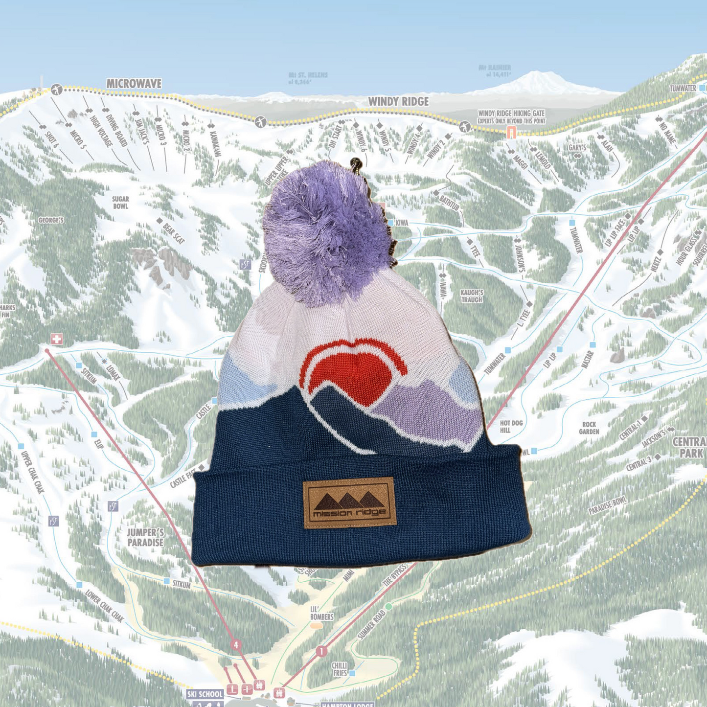 Mountain Sunset Pom Beanie