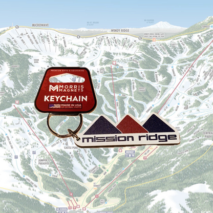 Tri Mountain Logo Wood Keychain