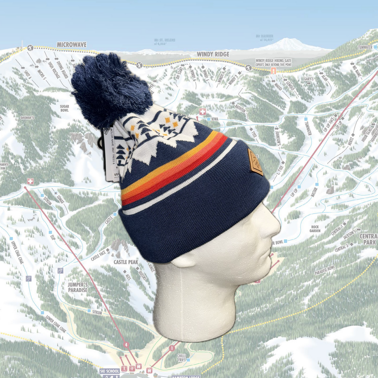 Trees & Peaks Pom Beanie